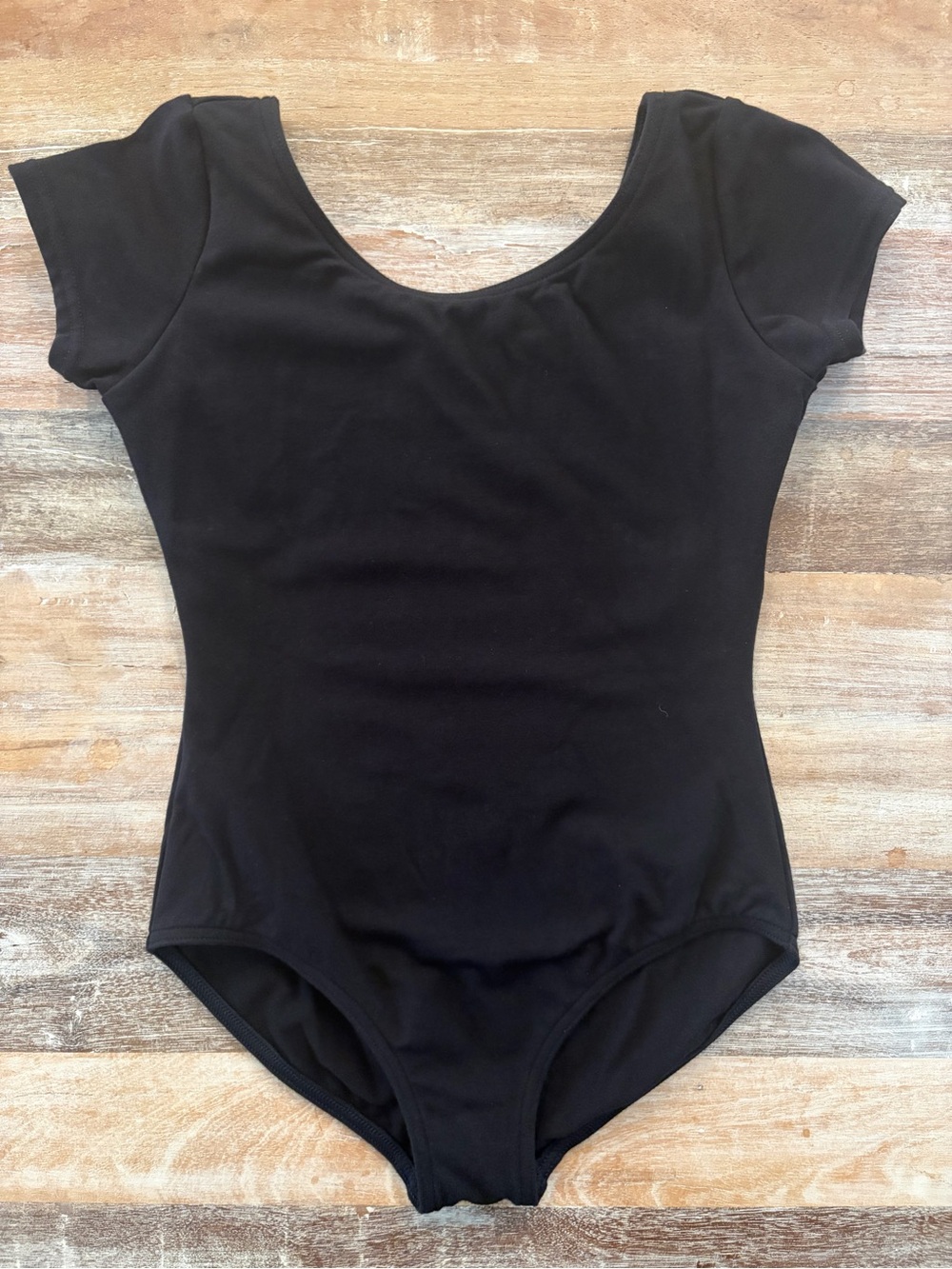 Capezio Girls Black Short Sleeve Leotard Sz‎ Large 10-12 Dance Gymnastics Ballet